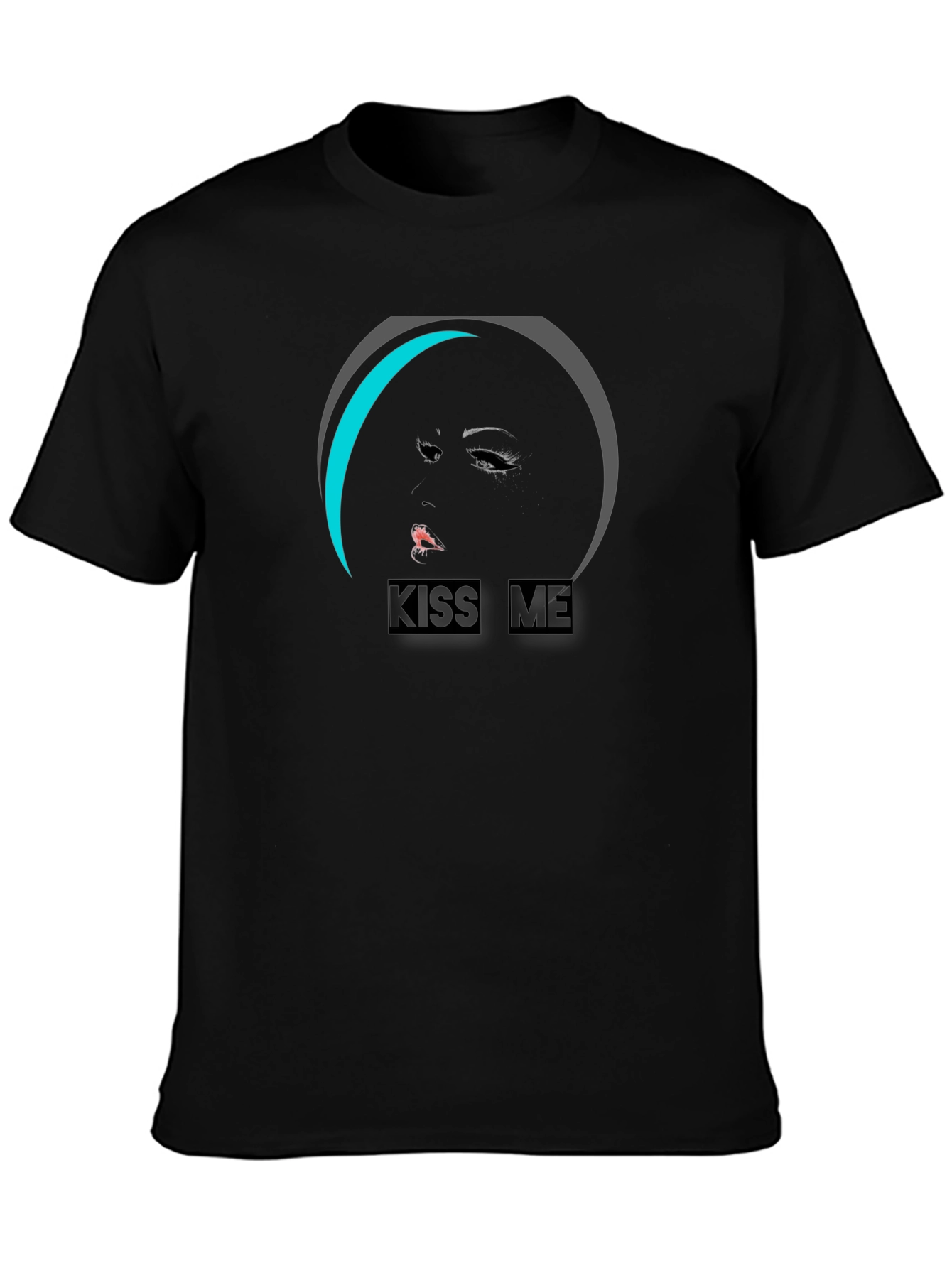 Kiss Me Graphic Tee - Stylish Black Cotton T-Shirt