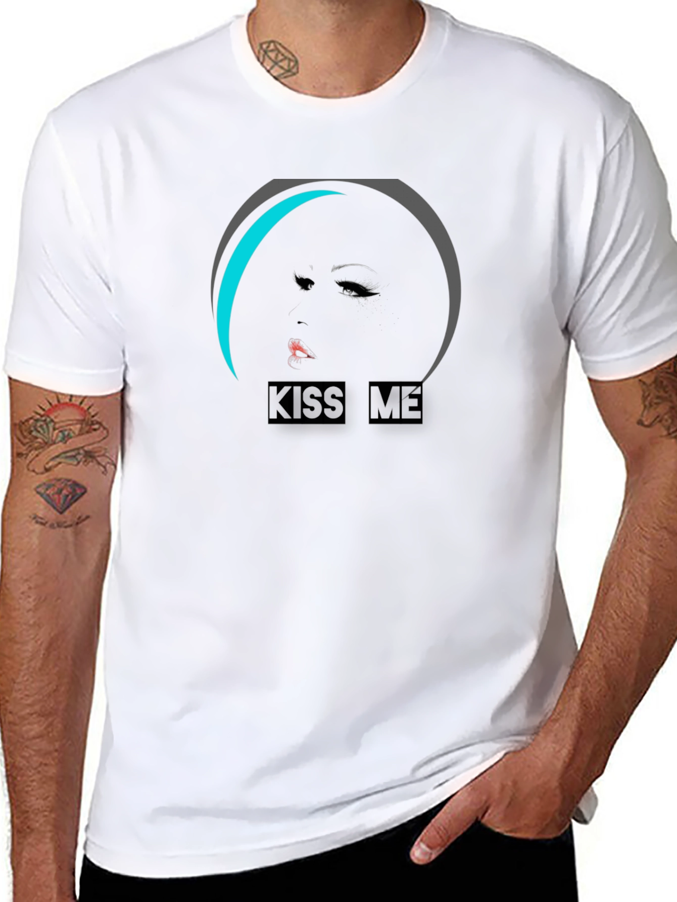Kiss Me Graphic Tee - Stylish Black Cotton T-Shirt