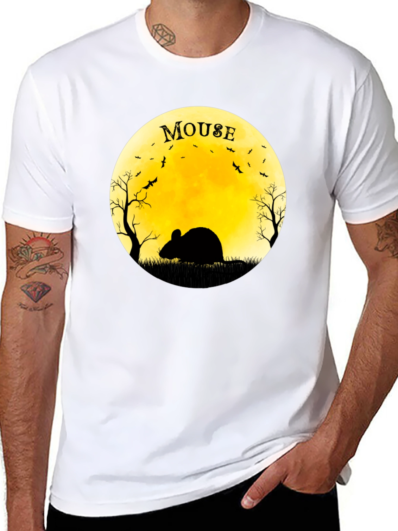 Halloween Mouse on the Moon Graphic T-Shirt