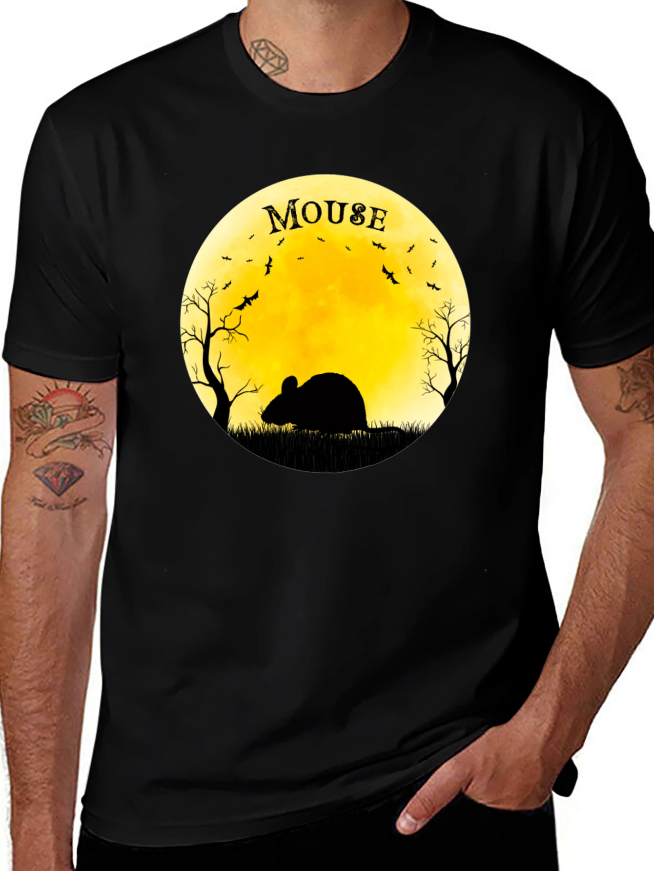Halloween Mouse on the Moon Graphic T-Shirt