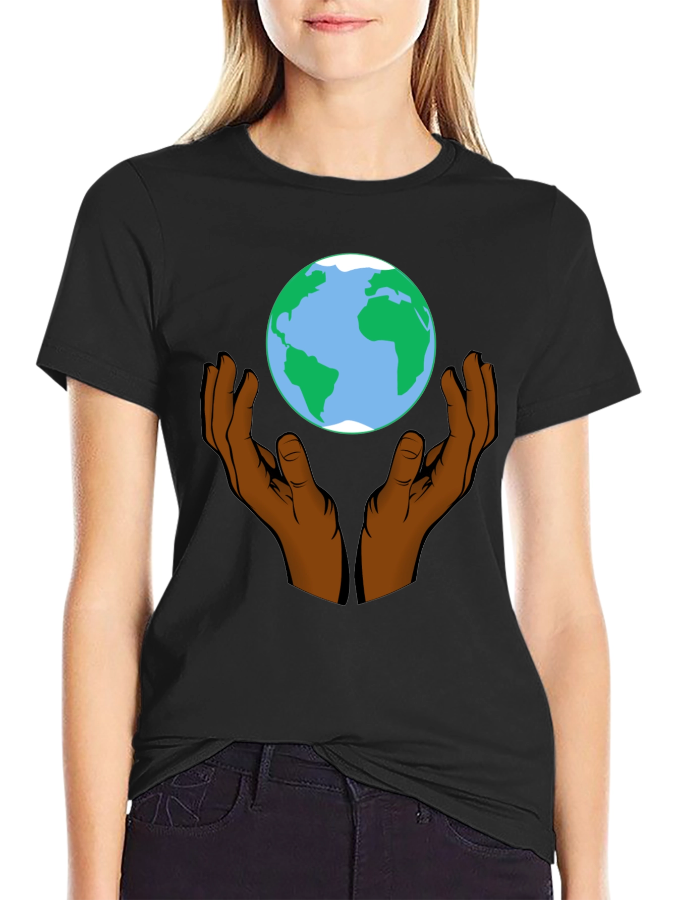 Hands Holding the Earth Graphic T-Shirt