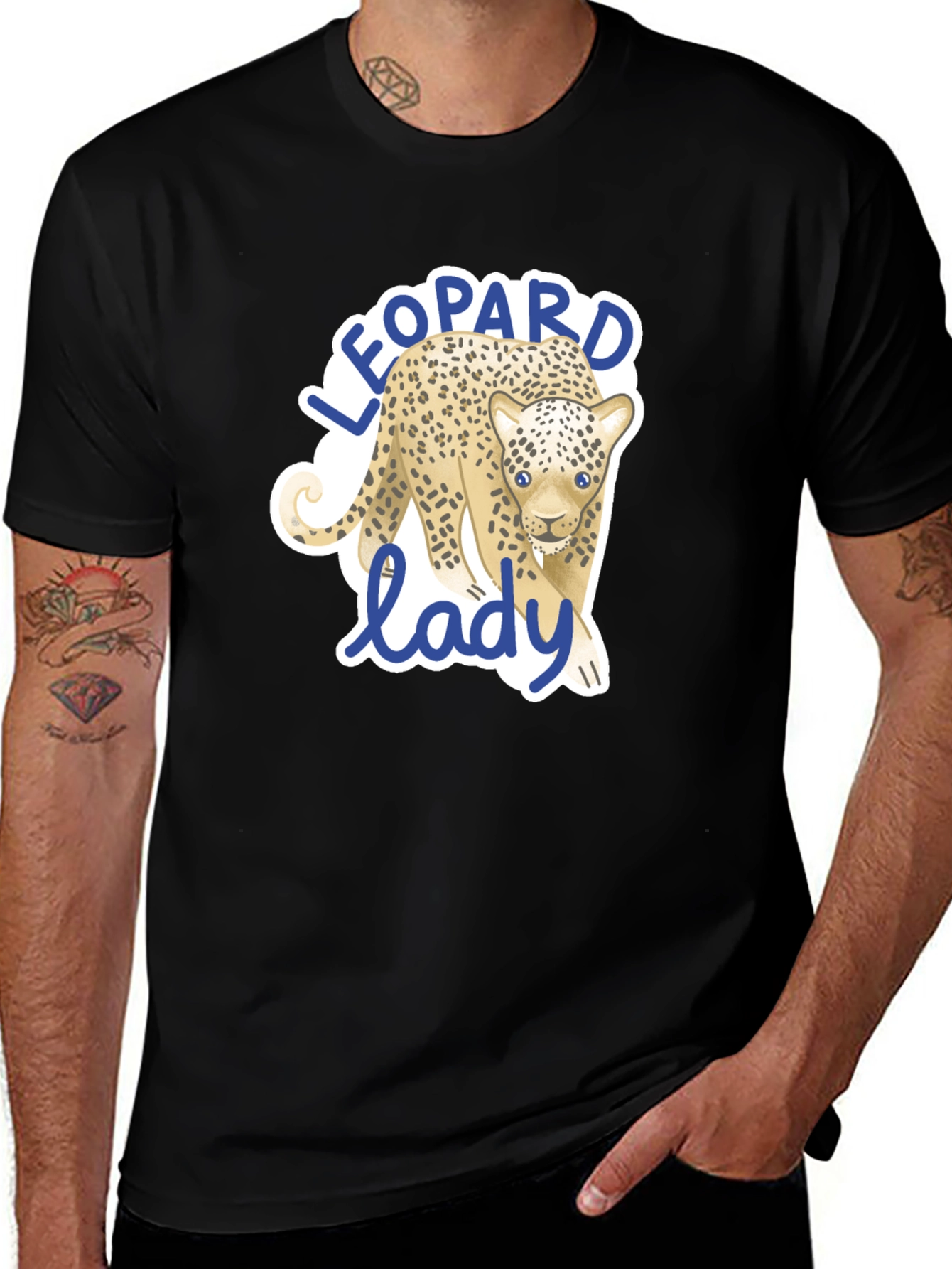 Leopard Lady Graphic Print Black T-Shirt