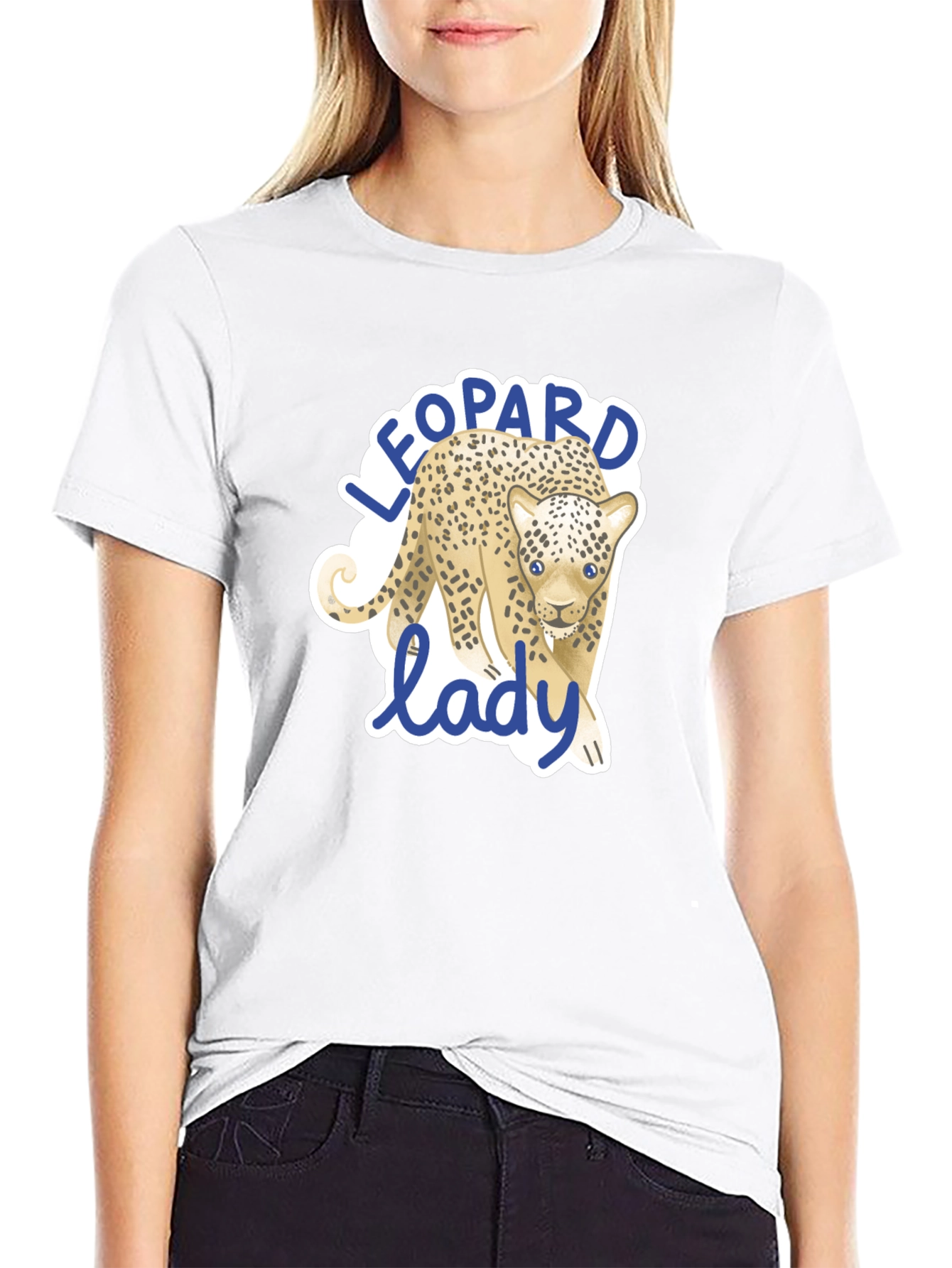 Leopard Lady Graphic Print Black T-Shirt