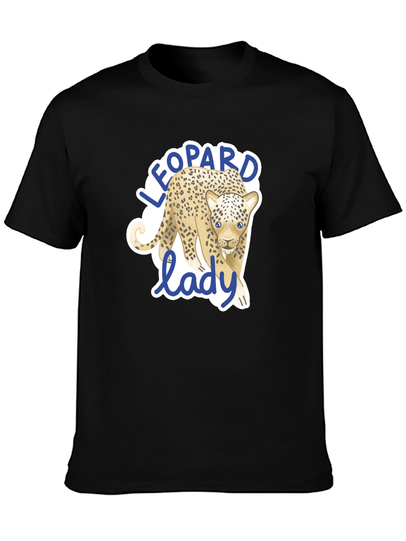 Leopard Lady Graphic Print Black T-Shirt