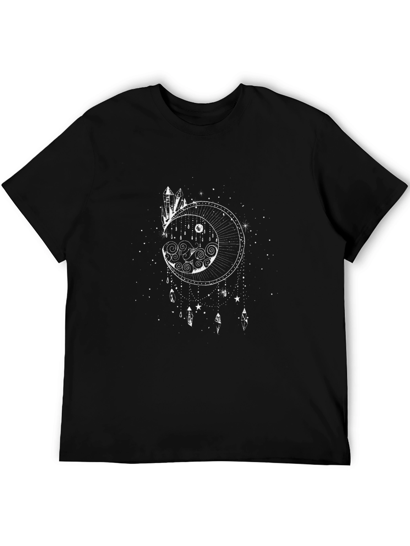 Celestial Moon & Crystal Black T-Shirt