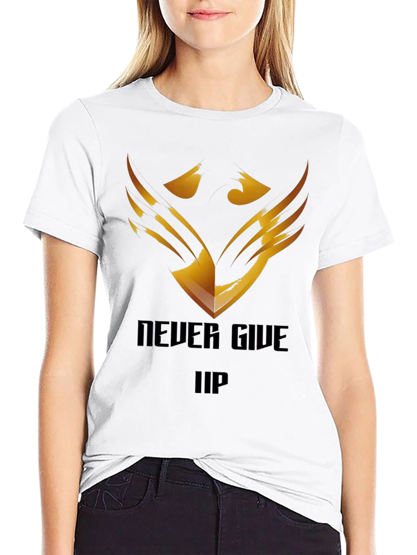 Never Give Up Graphic Tee - Black