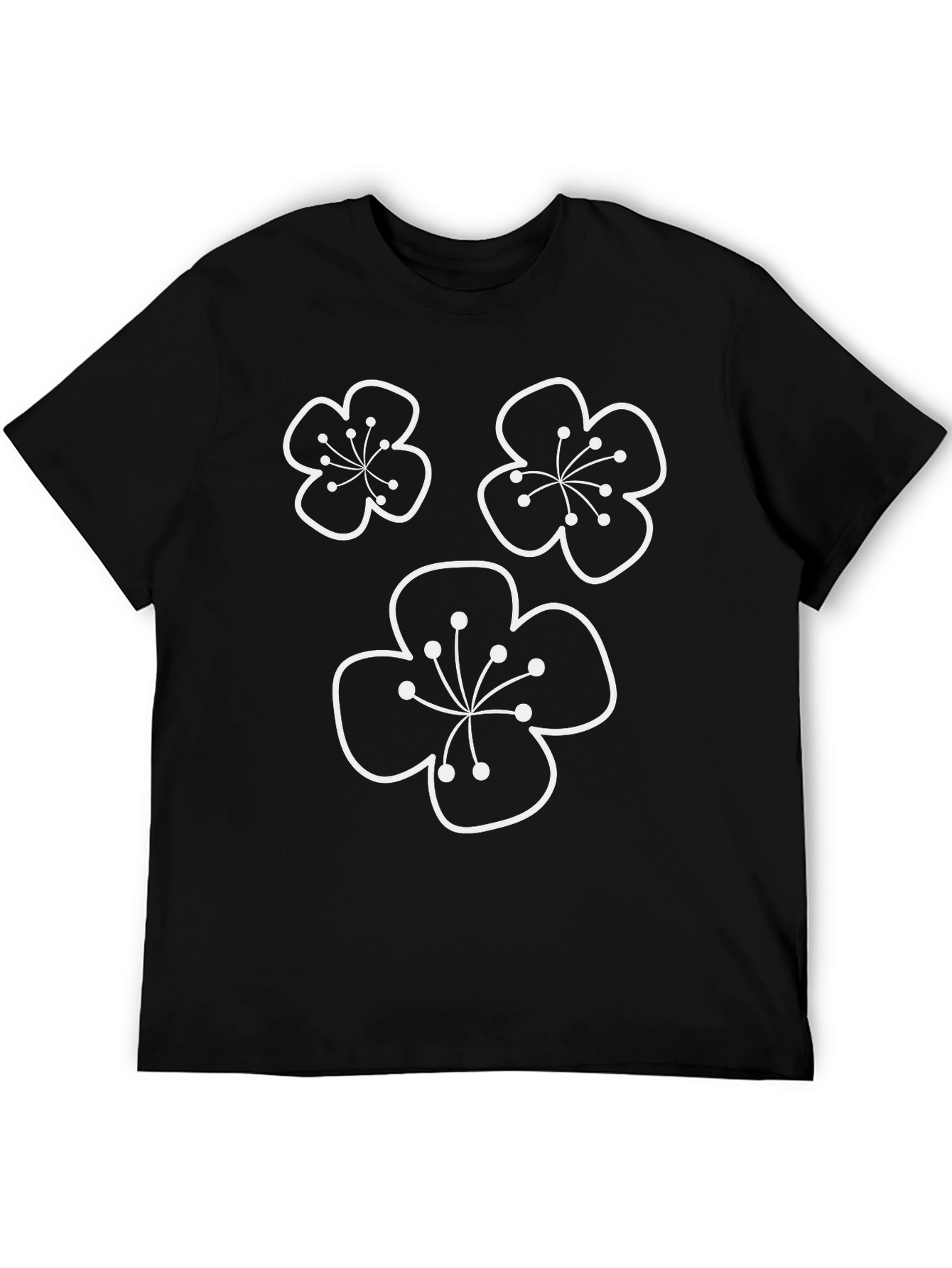 Black Tee with Floral Graphic