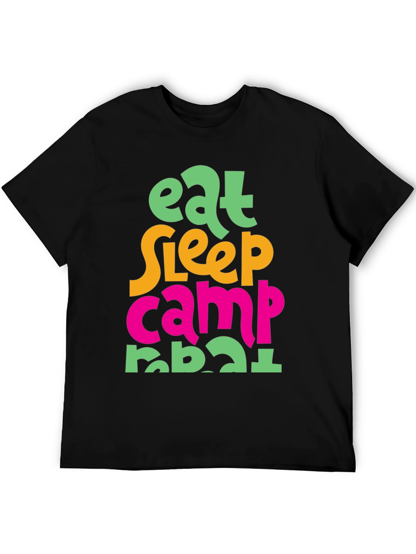 Eat Sleep Camp Repeat T-Shirt - Black Cotton Tee