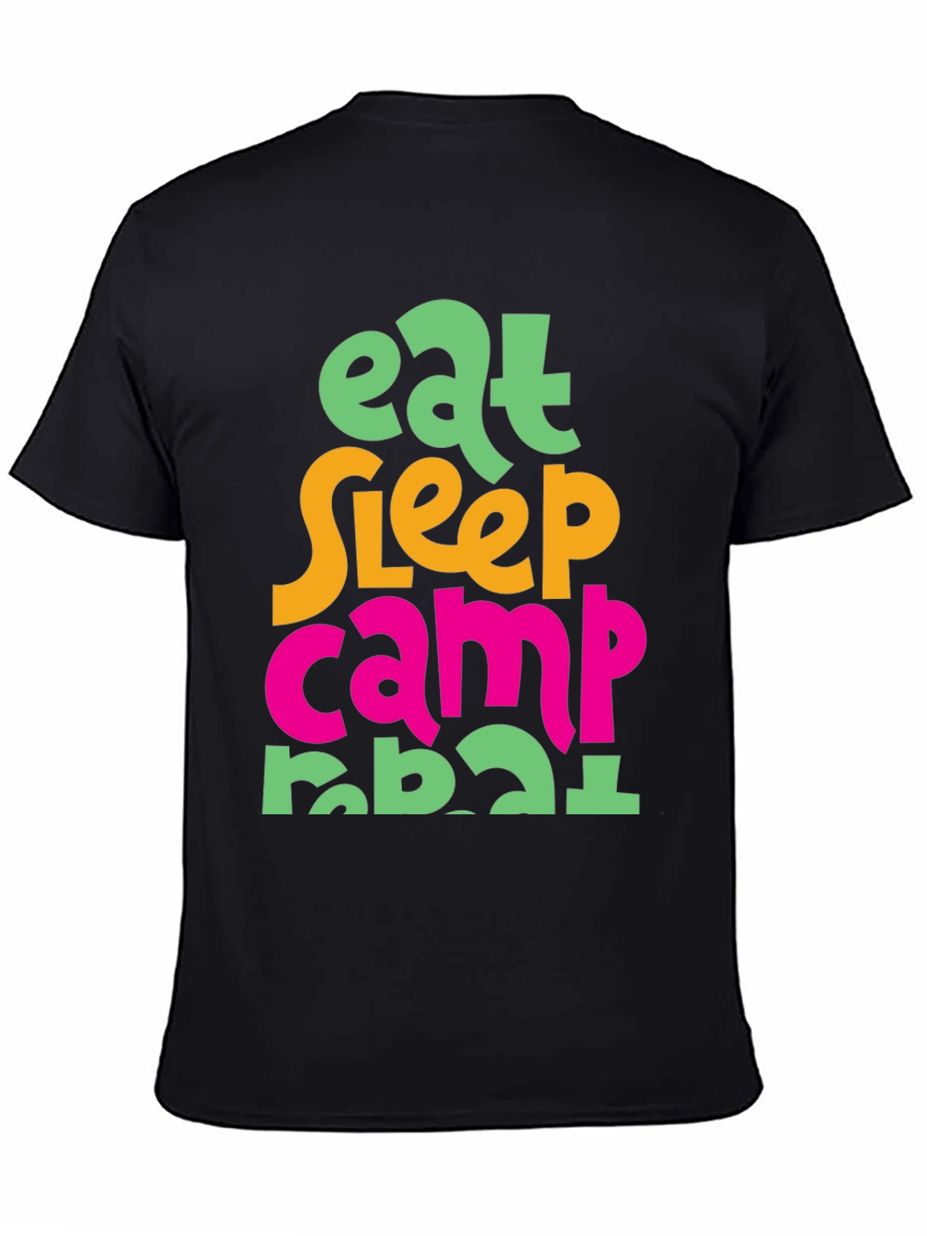 Eat Sleep Camp Repeat T-Shirt - Black Cotton Tee