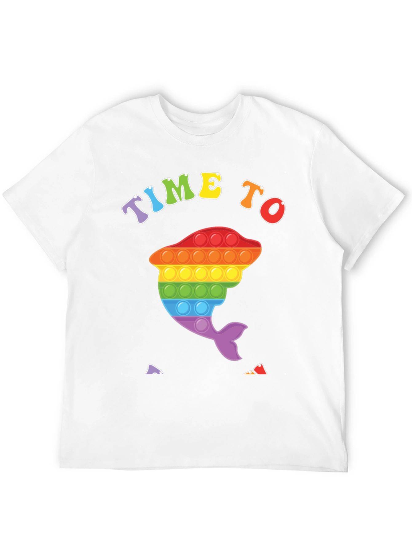 Time To Pop It: Rainbow Dolphin Graphic Tee