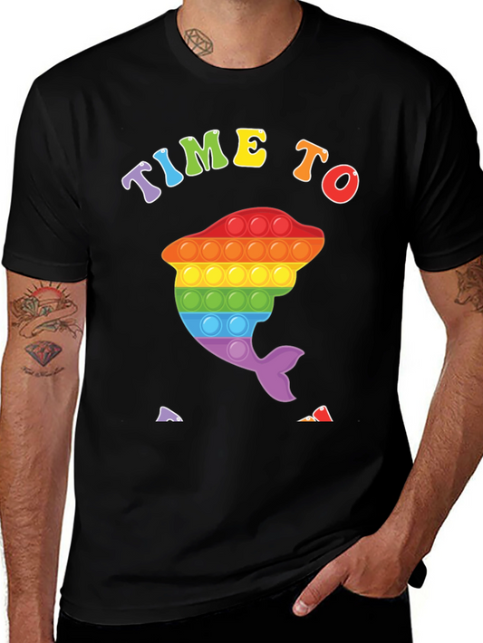 Time To Pop It: Rainbow Dolphin Graphic Tee