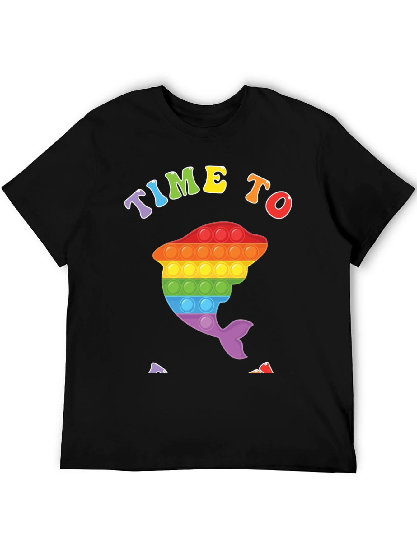 Time To Pop It: Rainbow Dolphin Graphic Tee