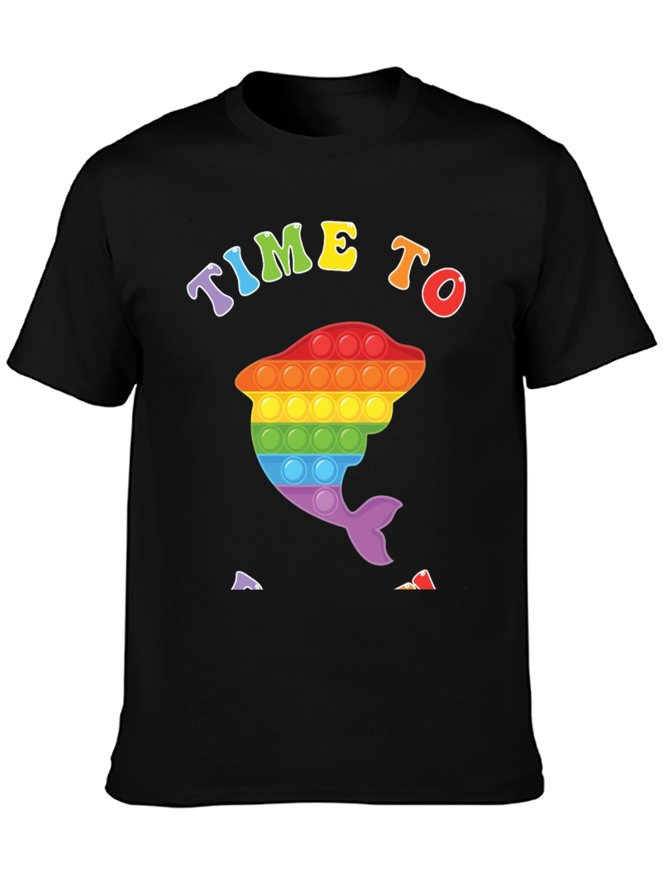 Time To Pop It: Rainbow Dolphin Graphic Tee