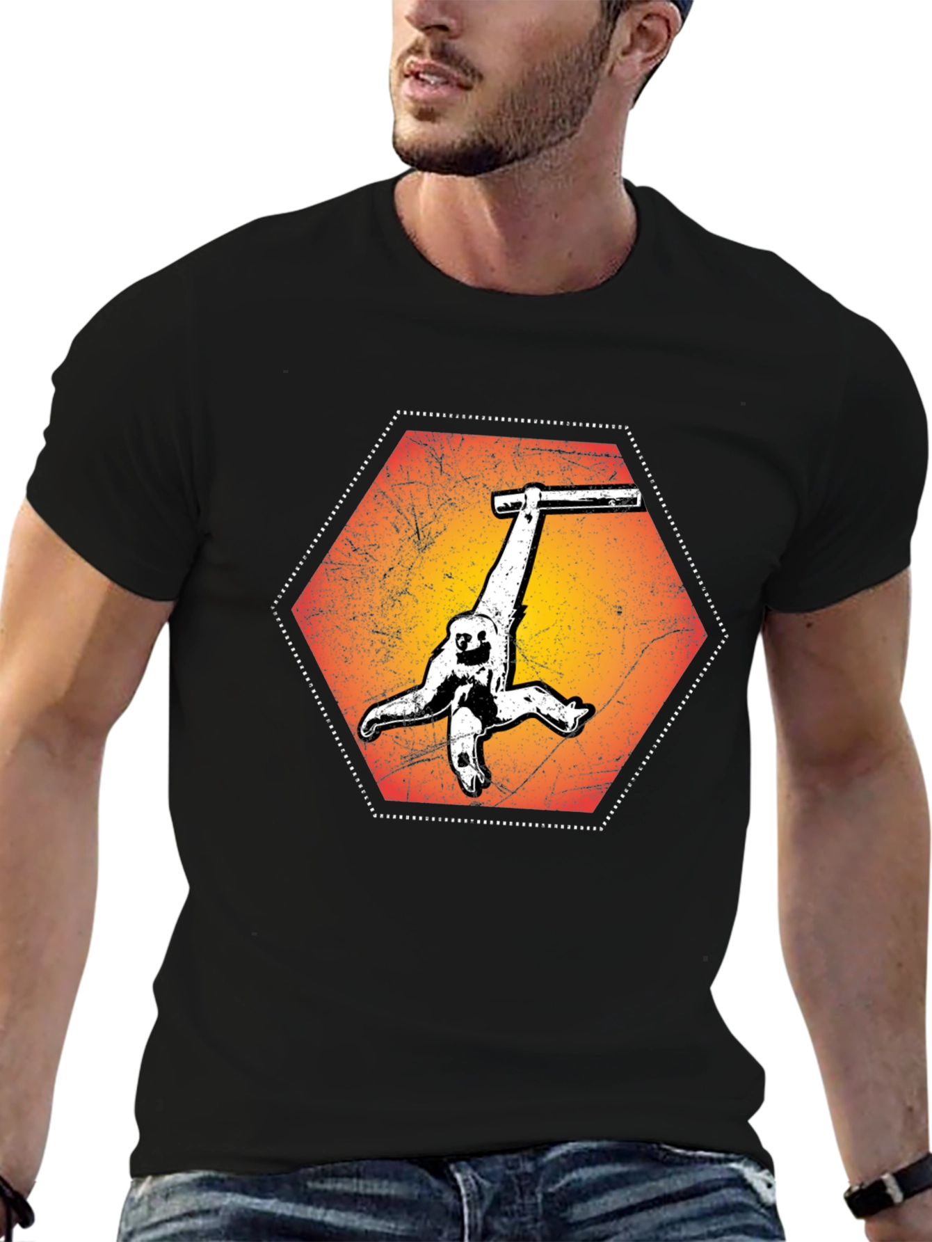 Sloth Hang Hexagon Graphic Tee