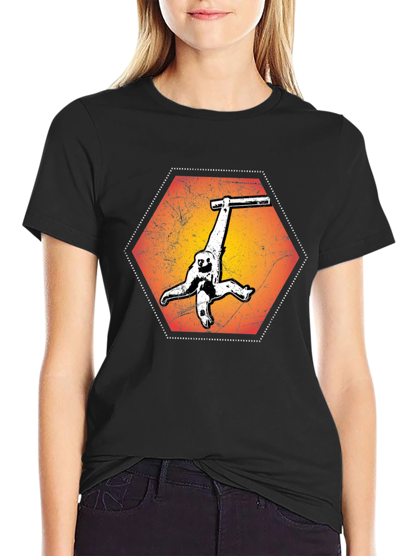 Sloth Hang Hexagon Graphic Tee