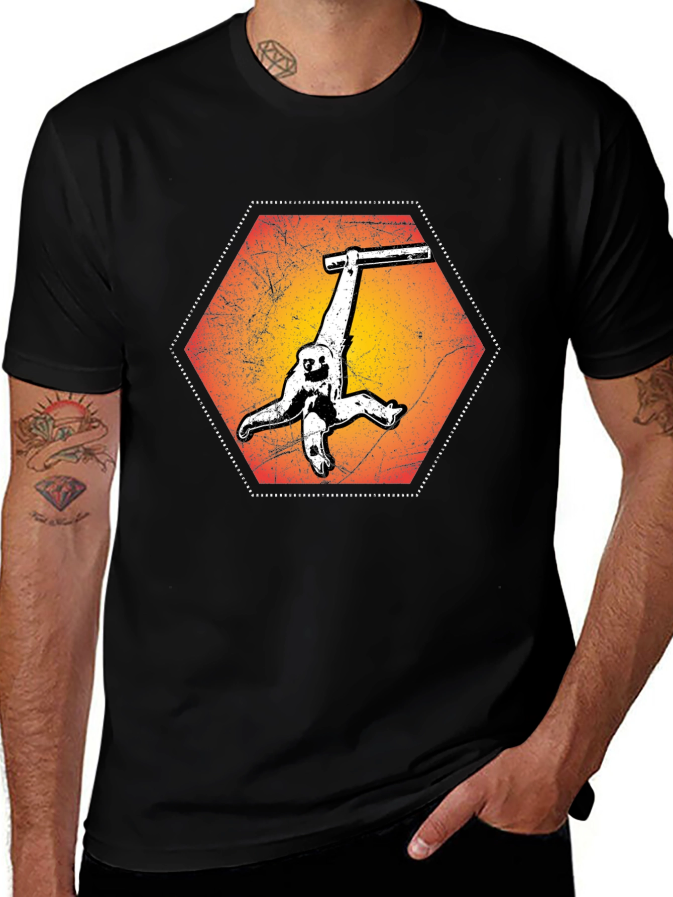 Sloth Hang Hexagon Graphic Tee