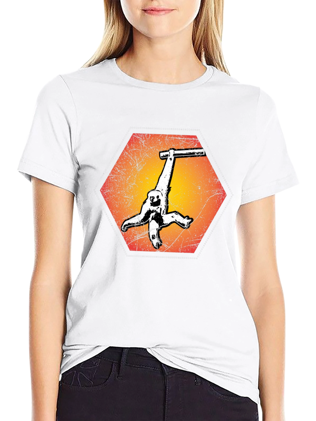 Sloth Hang Hexagon Graphic Tee