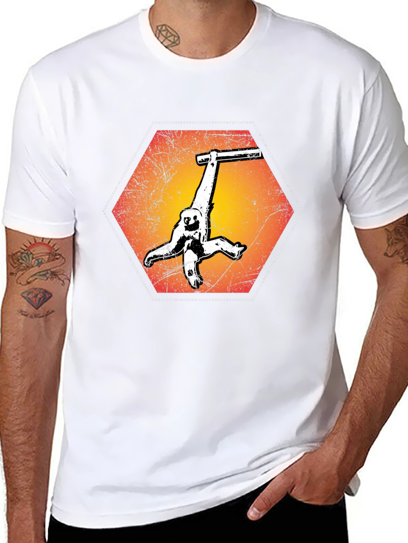 Sloth Hang Hexagon Graphic Tee