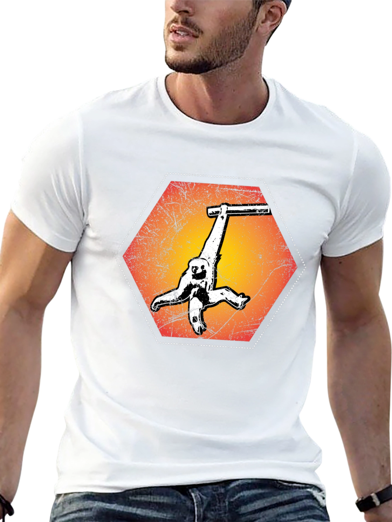 Sloth Hang Hexagon Graphic Tee