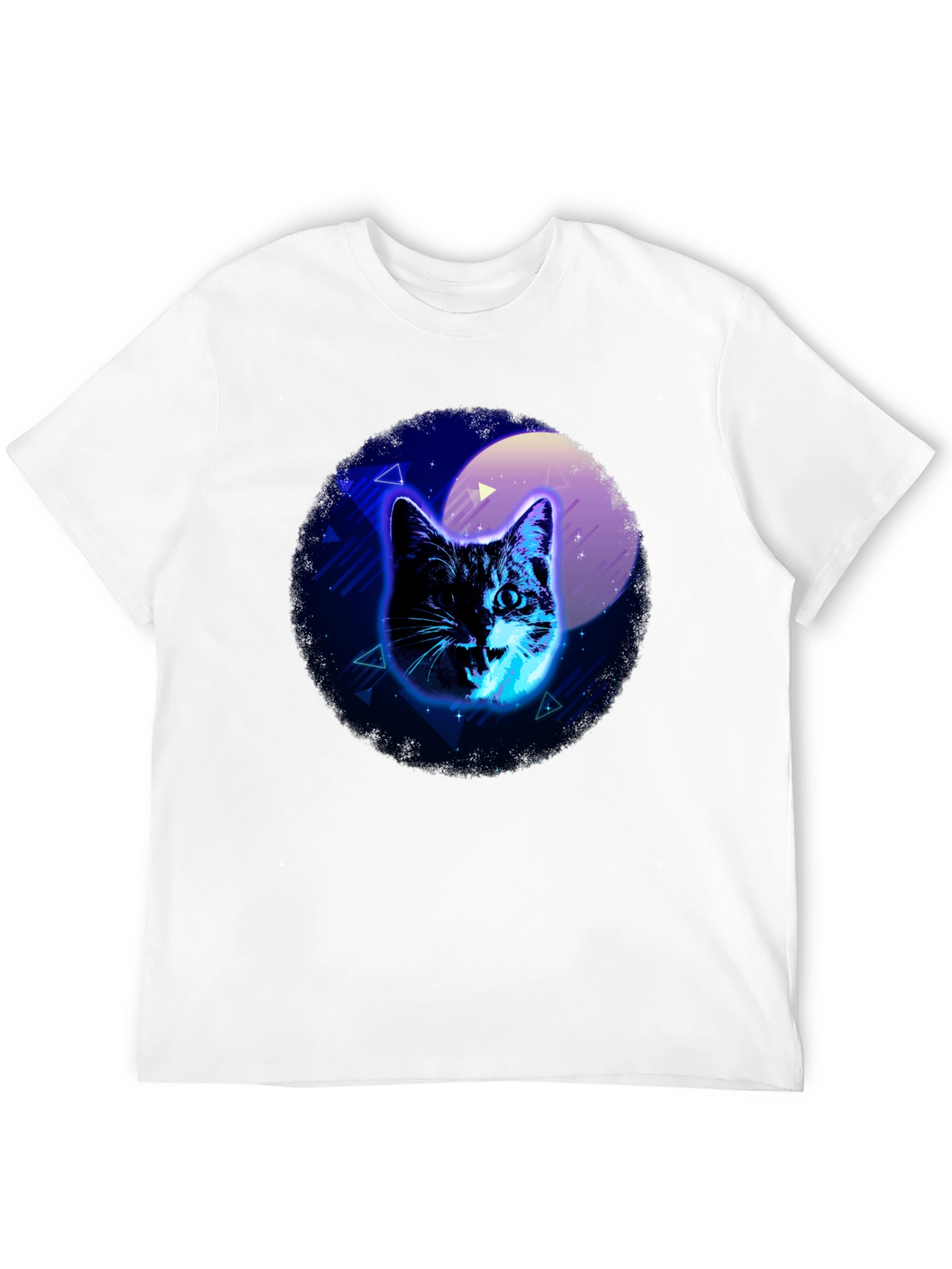 Neon Cat Graphic Black T-Shirt