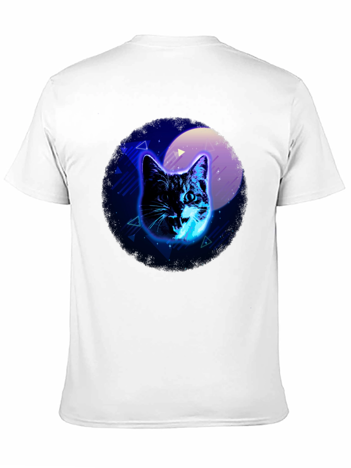 Neon Cat Graphic Black T-Shirt