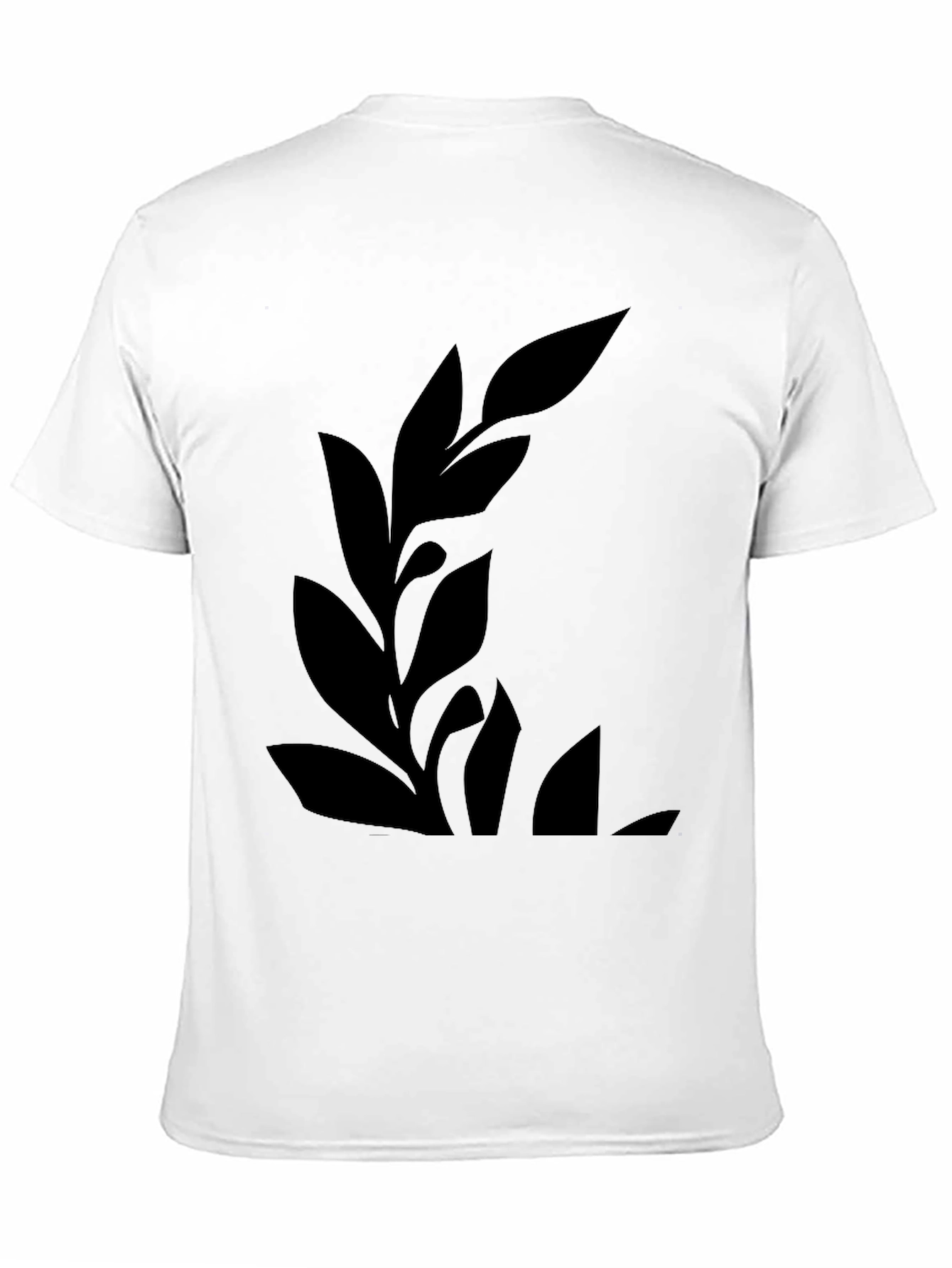 Mens Black Graphic Tee - Botanical Leaf Design