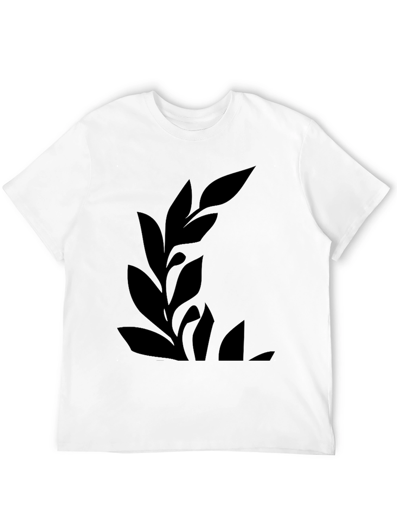 Mens Black Graphic Tee - Botanical Leaf Design
