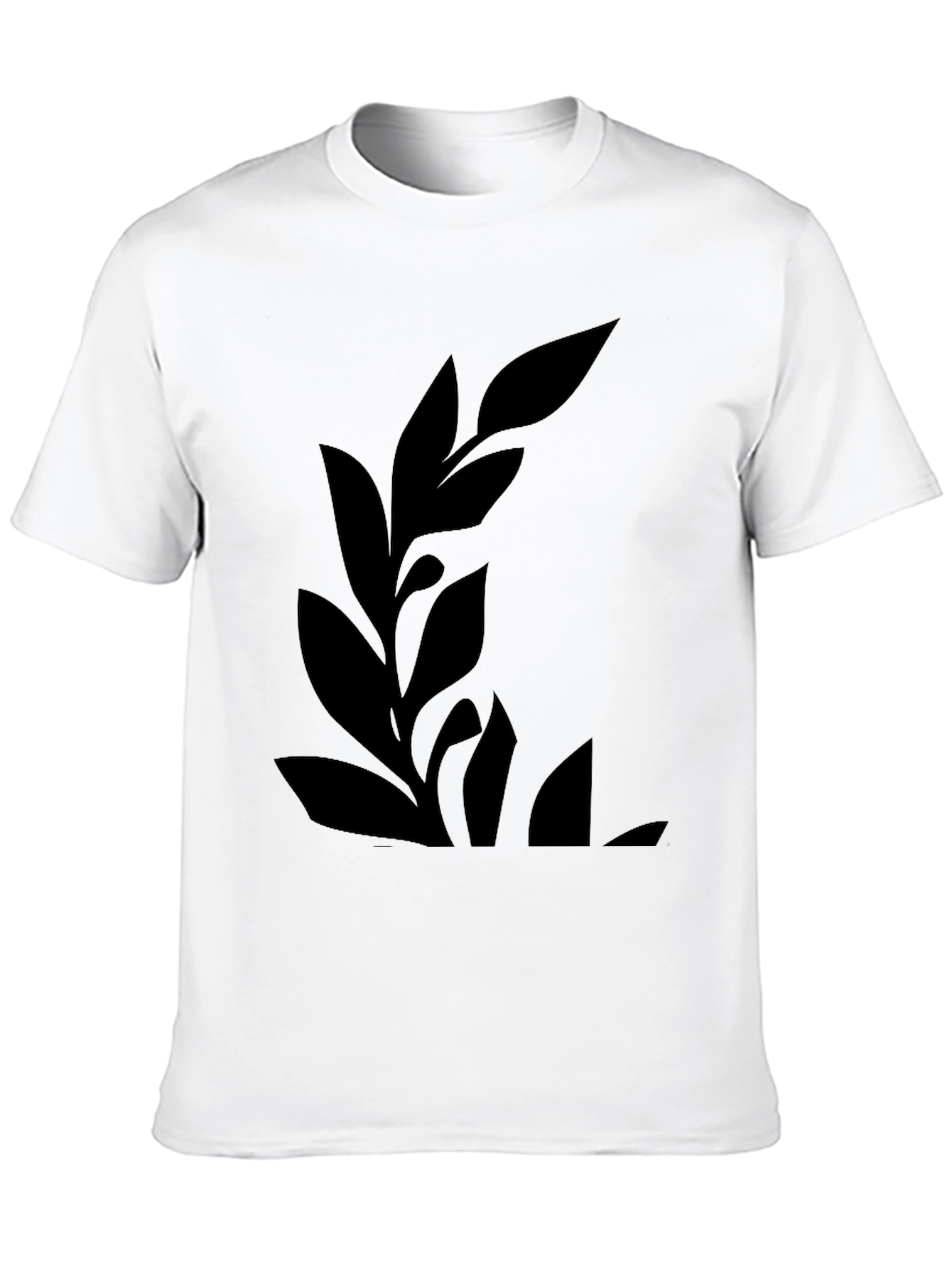Mens Black Graphic Tee - Botanical Leaf Design