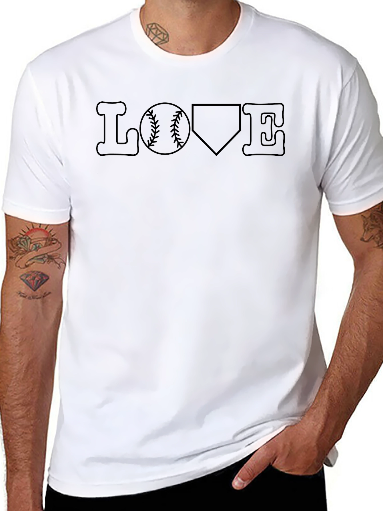 Baseball Love T-Shirt - Black Casual Tee