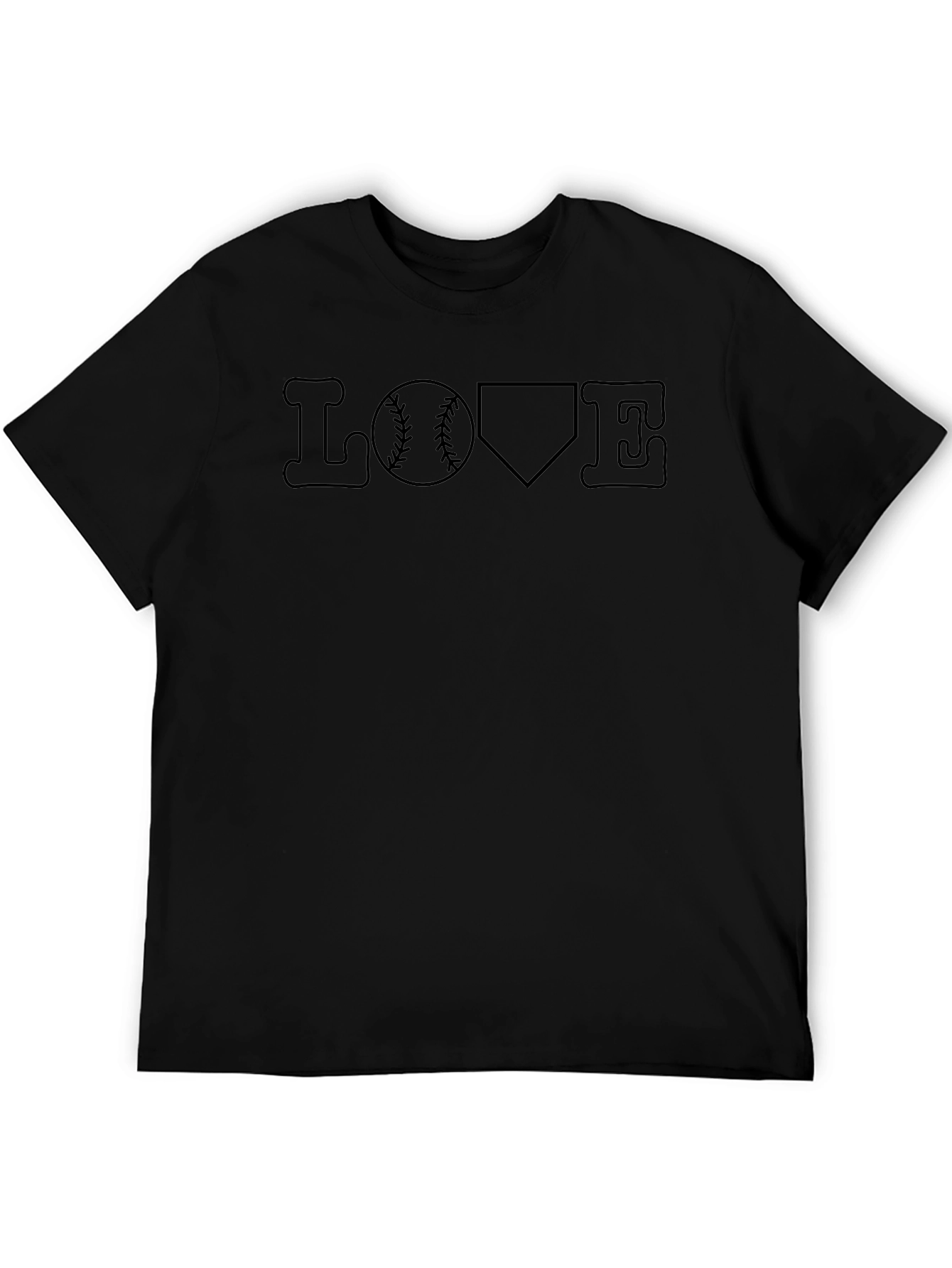 Baseball Love T-Shirt - Black Casual Tee