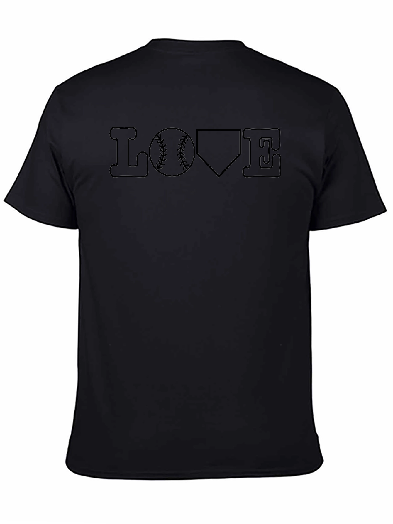 Baseball Love T-Shirt - Black Casual Tee