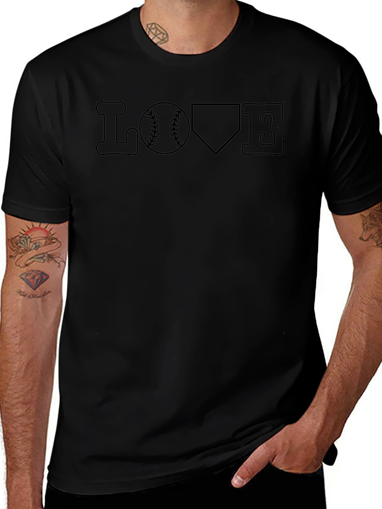 Baseball Love T-Shirt - Black Casual Tee