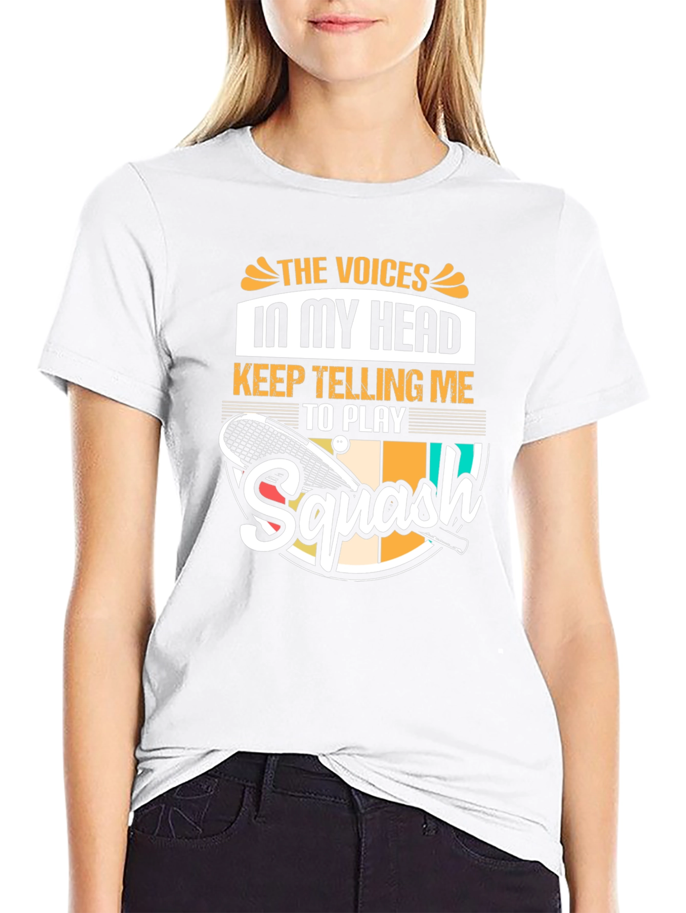 Squash Player Funny T-Shirt Voices in My Head Tee