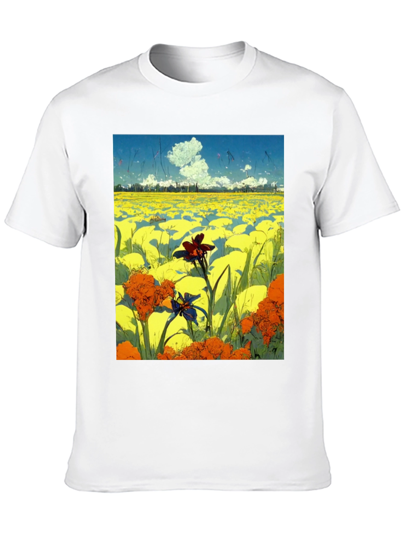 Floral Field Graphic Tee - Artistic Menswear