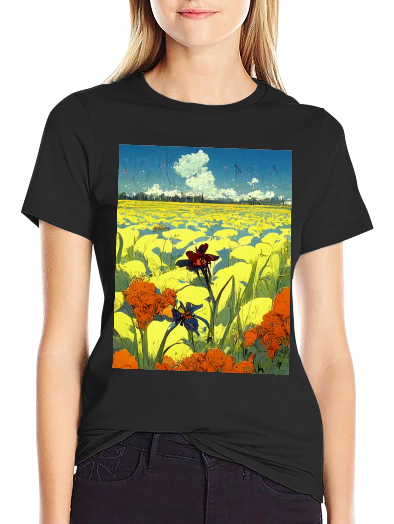 Floral Field Graphic Tee - Artistic Menswear