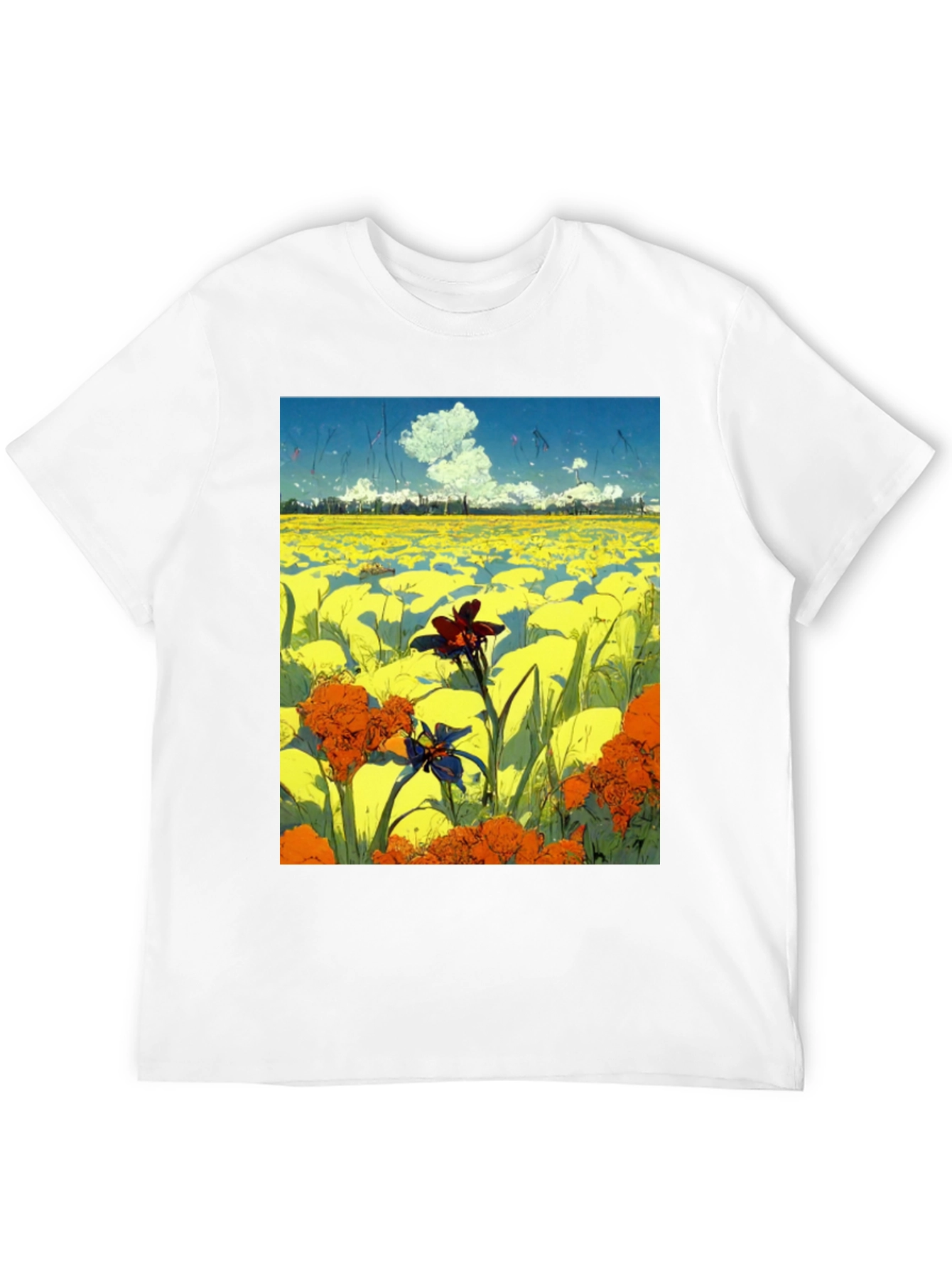 Floral Field Graphic Tee - Artistic Menswear