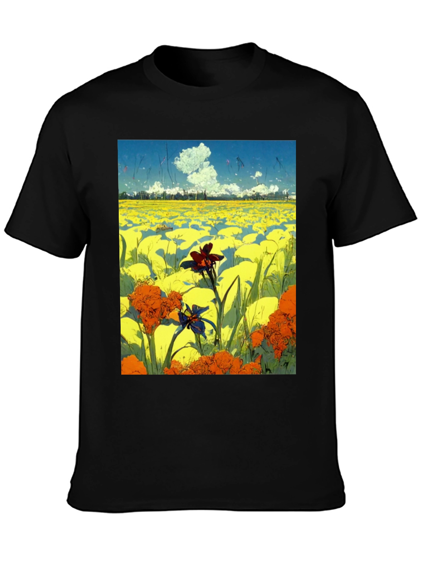 Floral Field Graphic Tee - Artistic Menswear