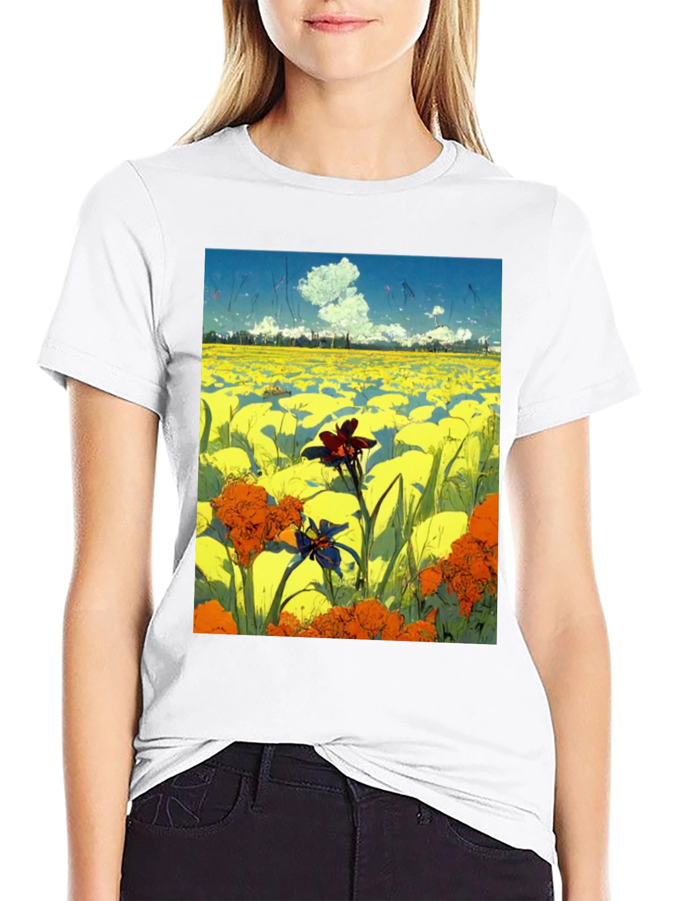 Floral Field Graphic Tee - Artistic Menswear