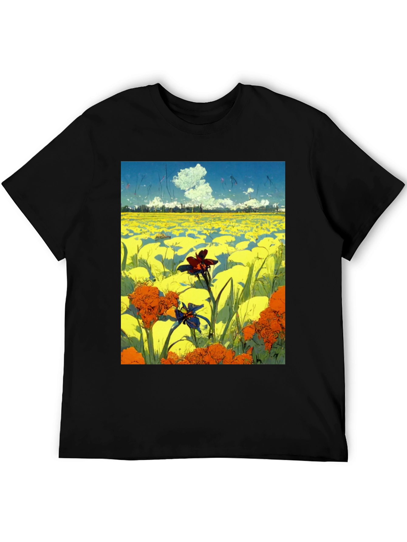 Floral Field Graphic Tee - Artistic Menswear