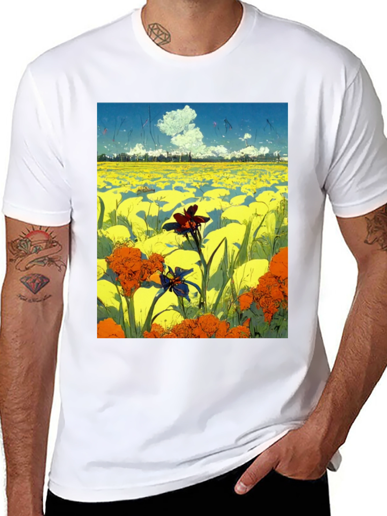 Floral Field Graphic Tee - Artistic Menswear