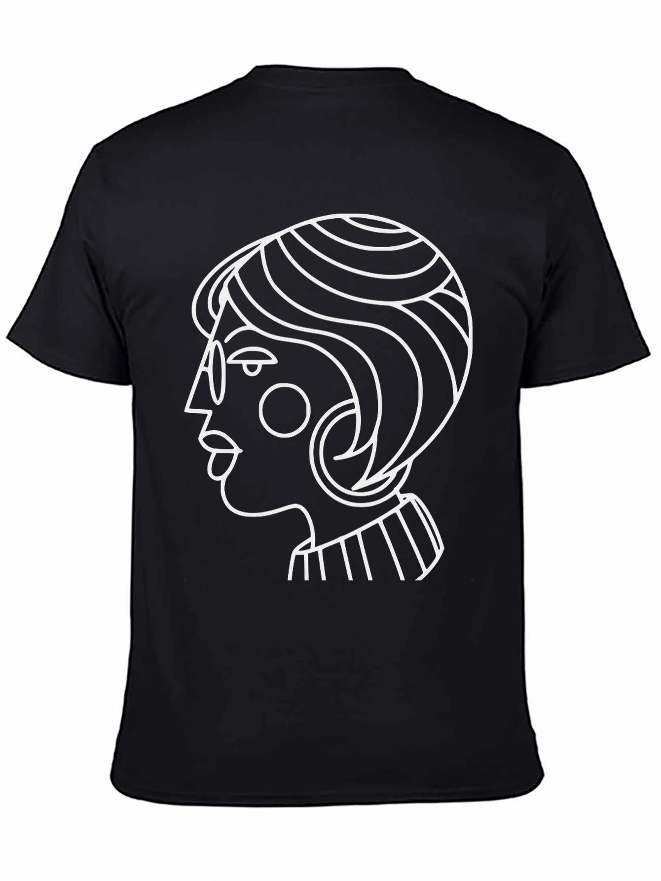 Abstract Woman Graphic Tee - Stylish Black T-Shirt