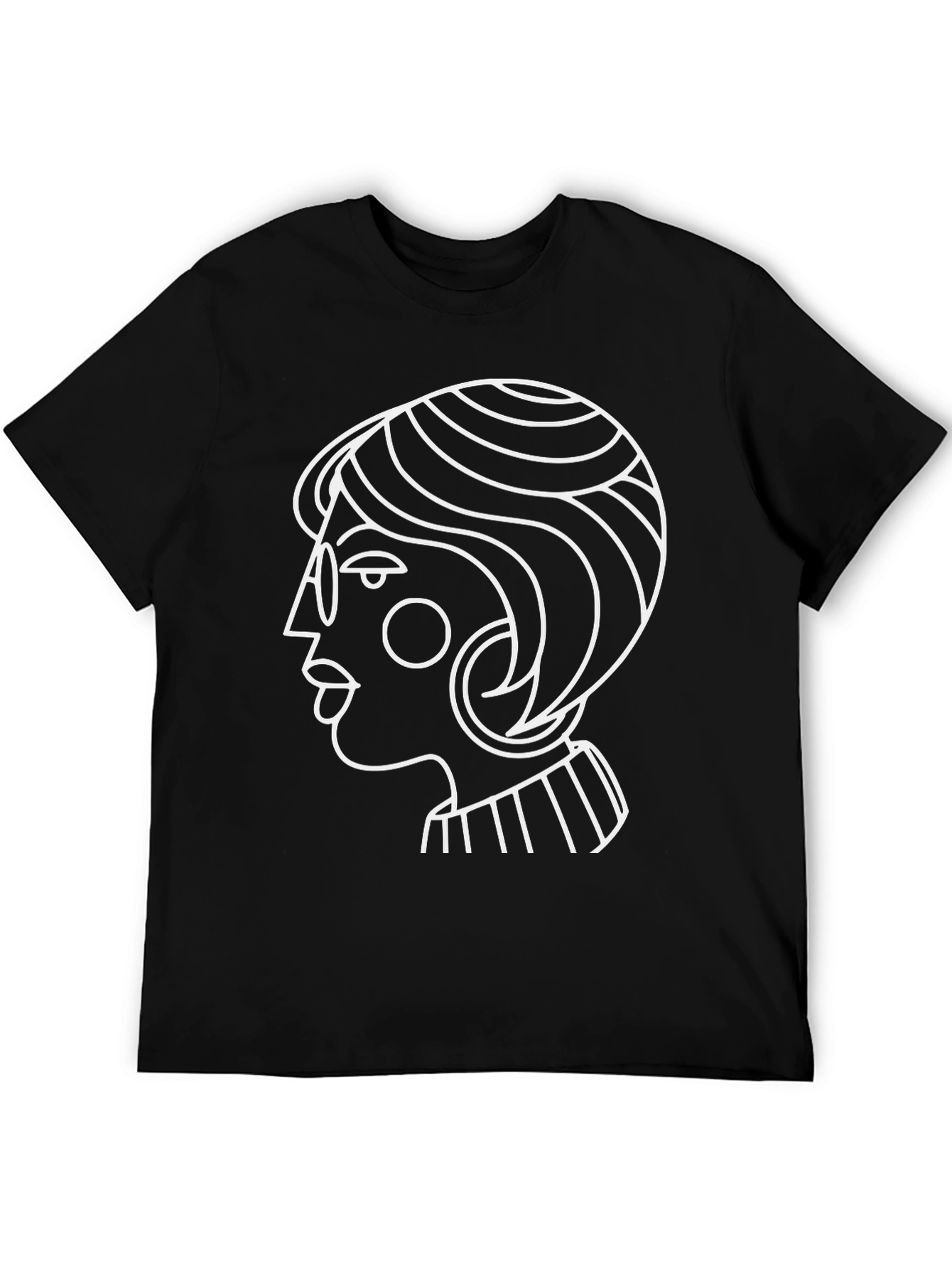 Abstract Woman Graphic Tee - Stylish Black T-Shirt