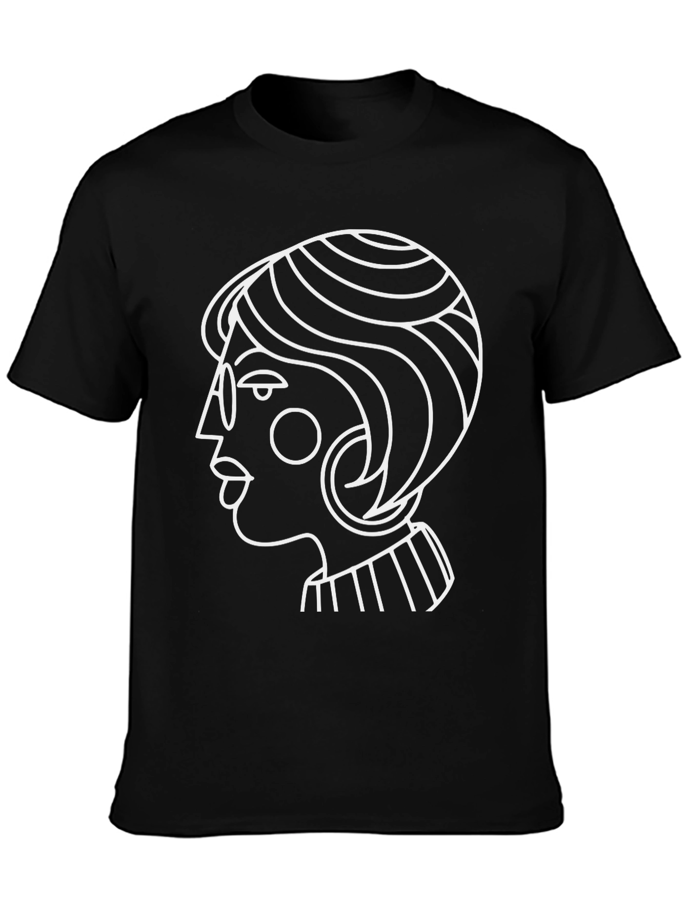 Abstract Woman Graphic Tee - Stylish Black T-Shirt