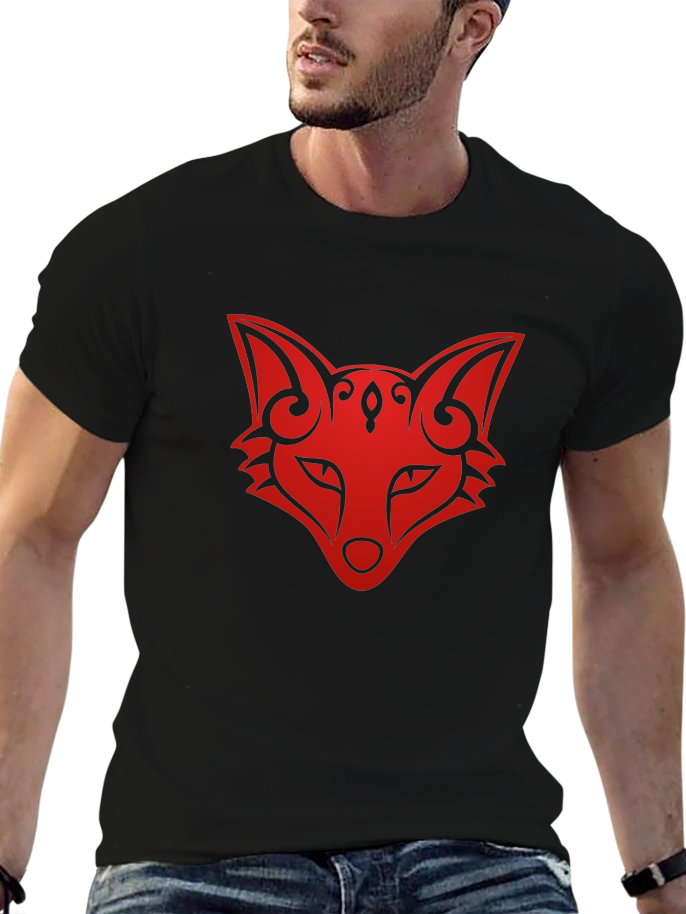 Fox Head Graphic Tee - Stylish Black T-Shirt