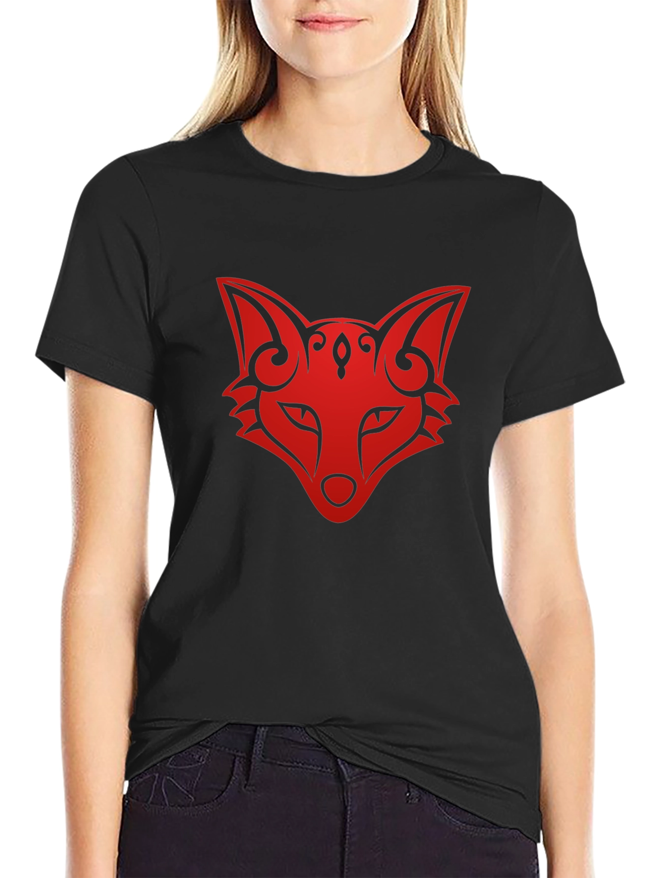 Fox Head Graphic Tee - Stylish Black T-Shirt