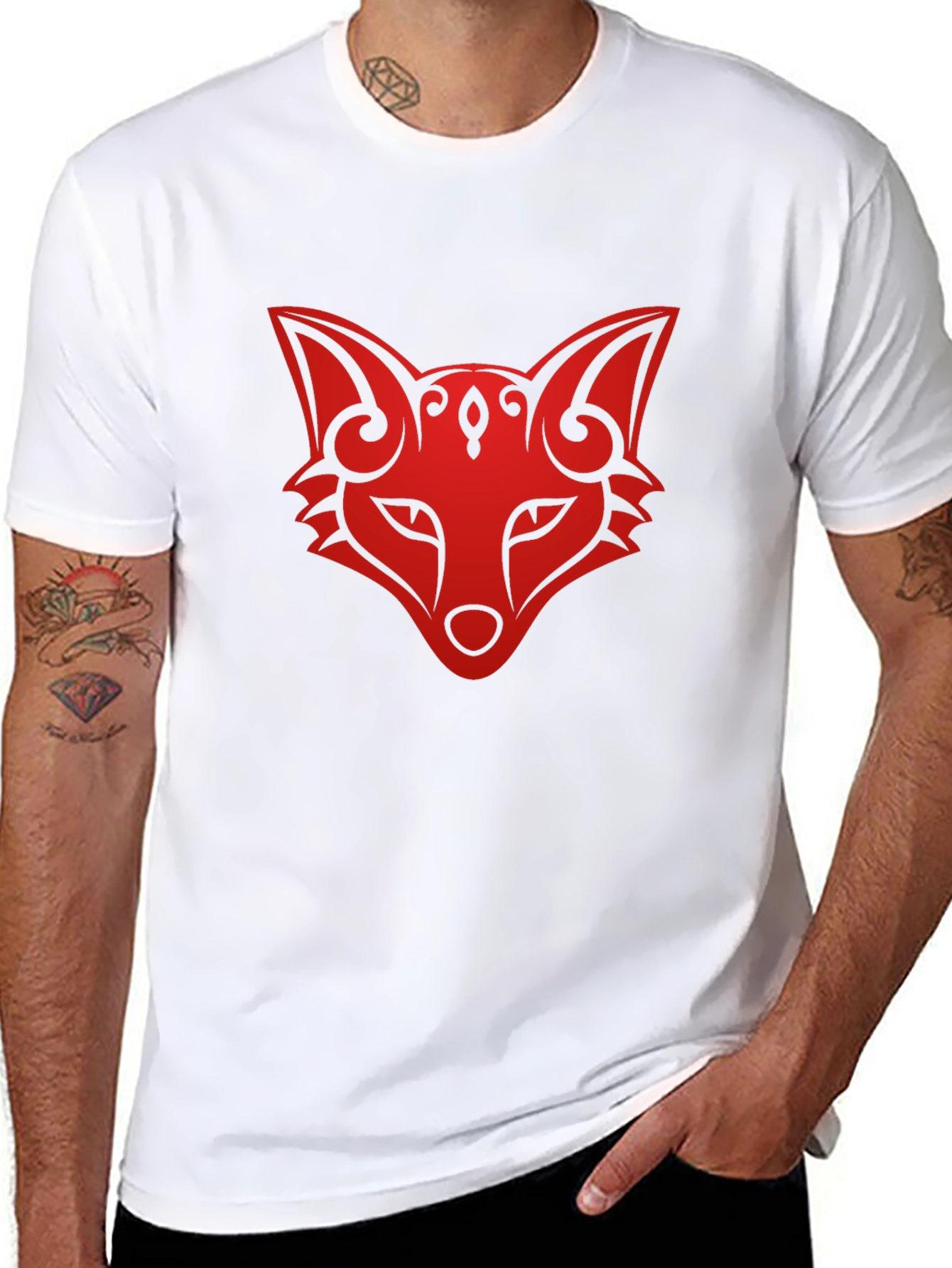 Fox Head Graphic Tee - Stylish Black T-Shirt