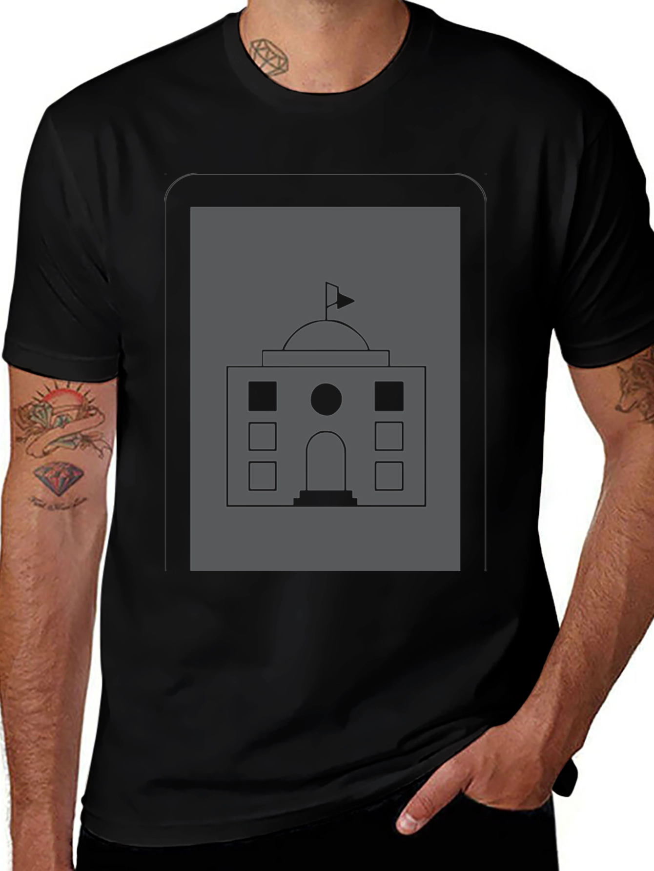Architectural Graphic T-Shirt - Black Cotton Tee