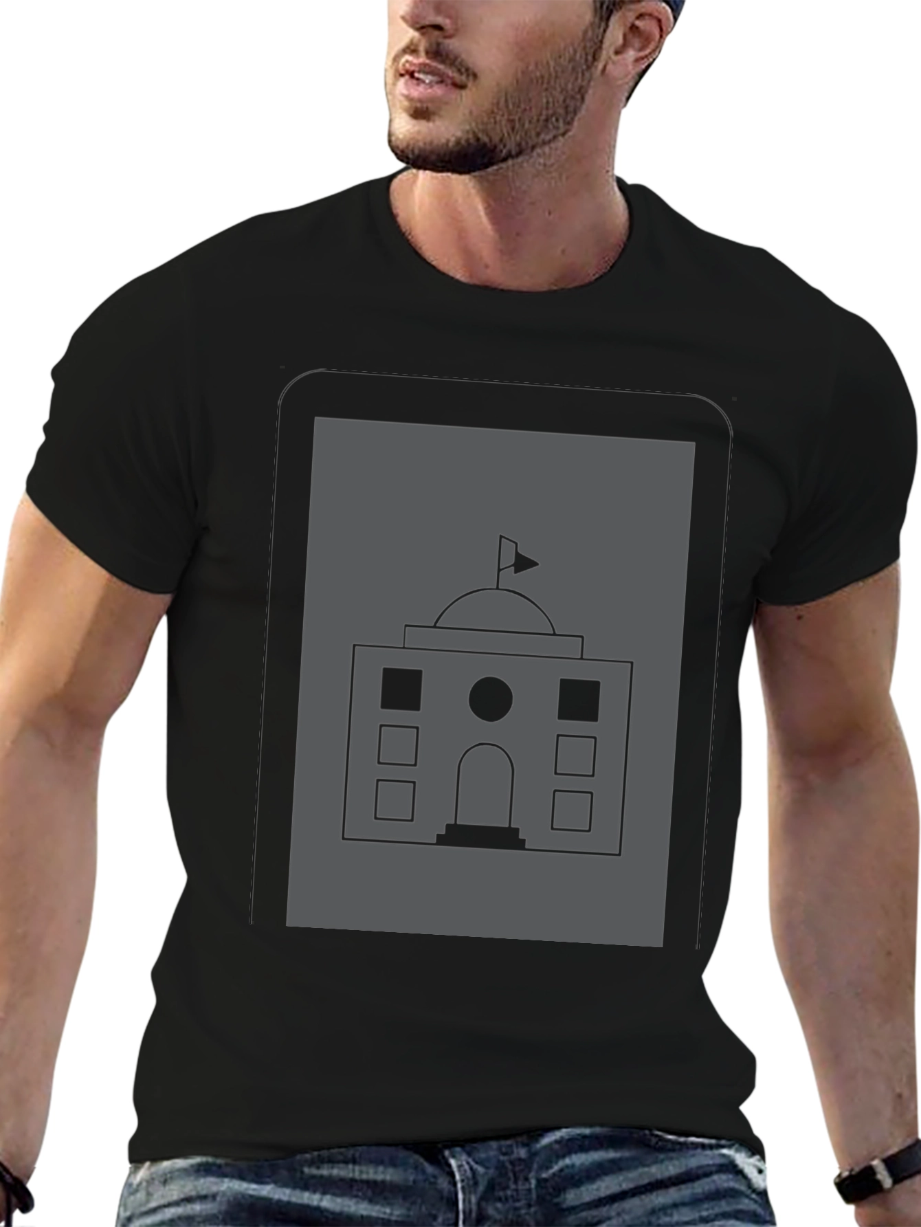 Architectural Graphic T-Shirt - Black Cotton Tee