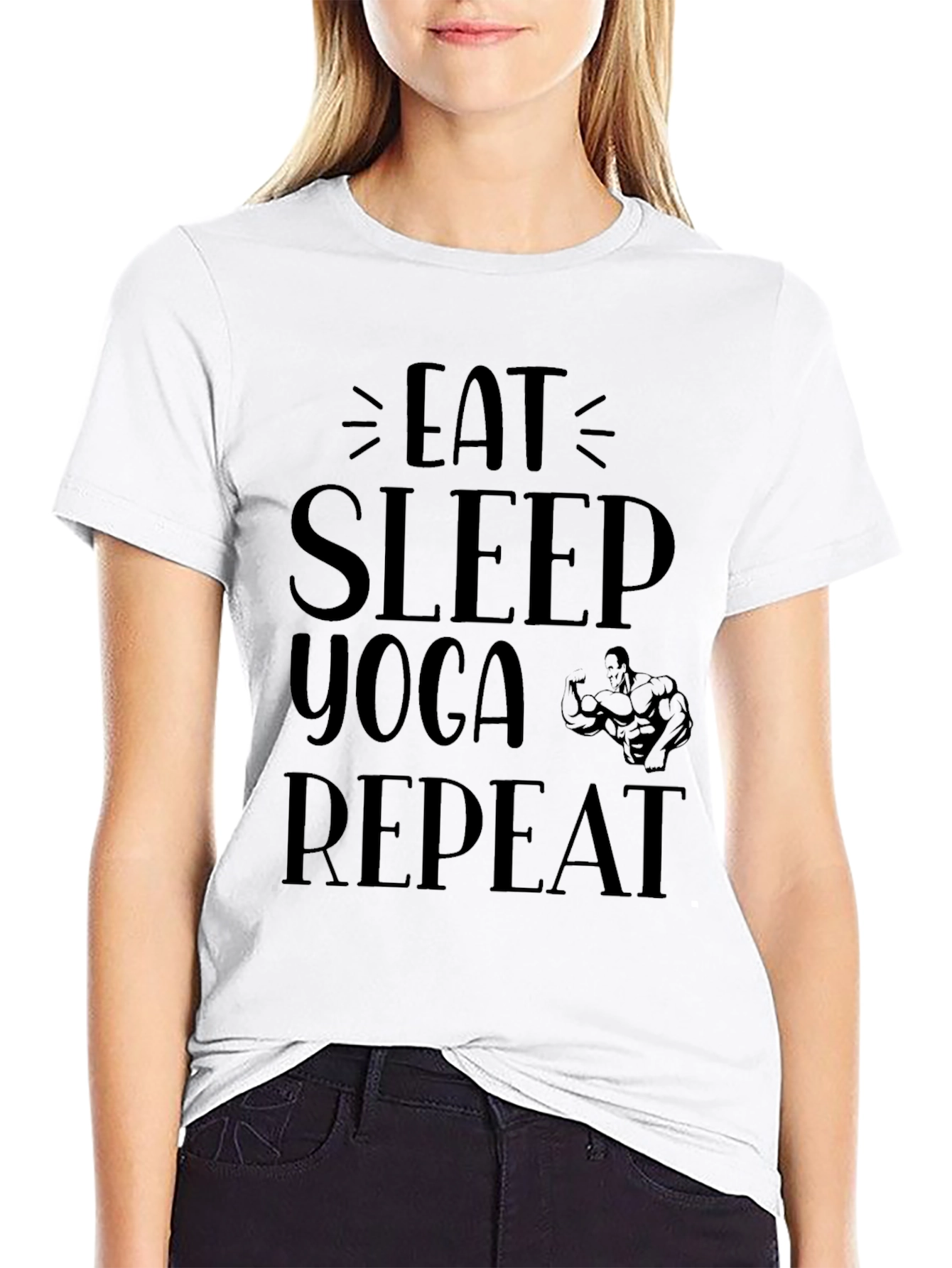 Eat Sleep Yoga Repeat Black Graphic Tee