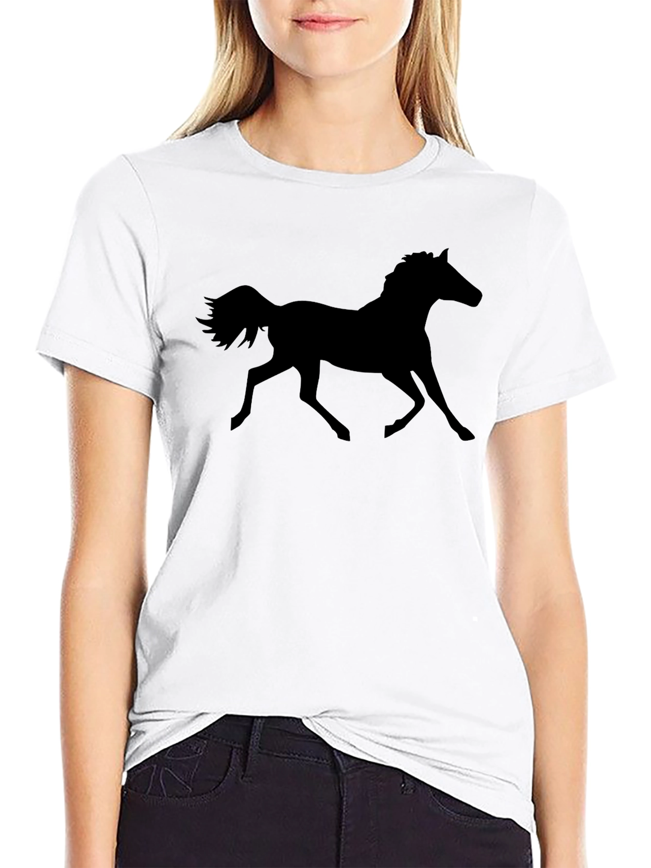 Black Horse Graphic Tee - Equestrian Style